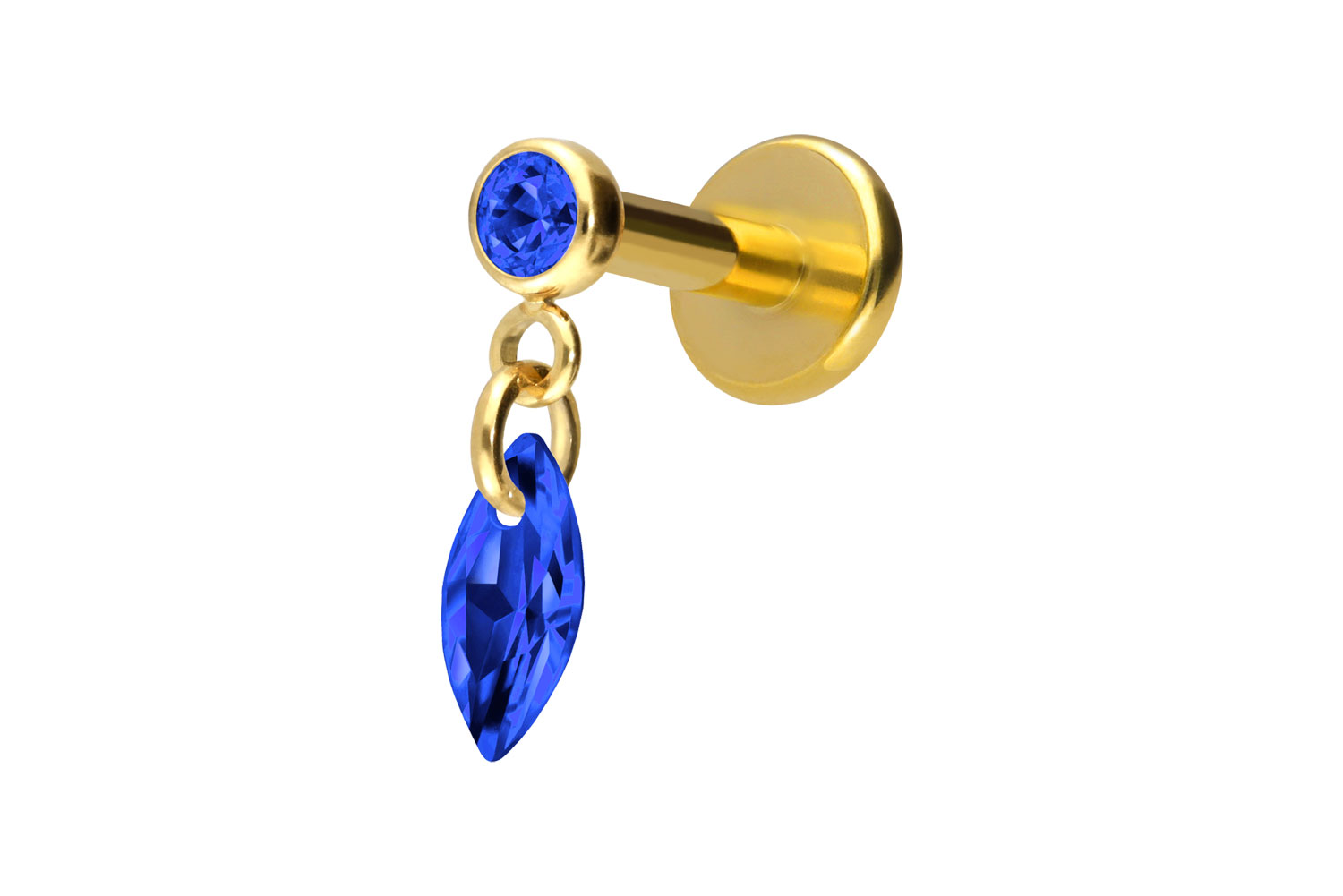 Titan Labret Piercing mit Innengewinde KRISTALLOVAL